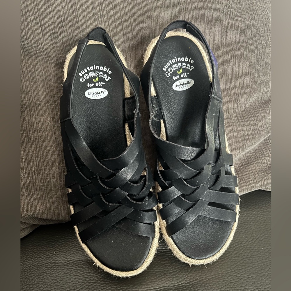 Dr. Scholl's Black Espadrilles Comfortable Style GUC